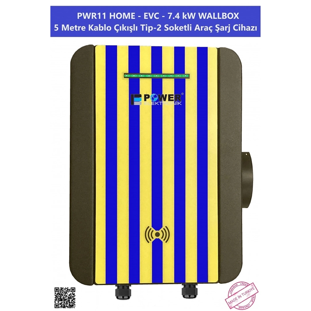 Elektrikli Araç Sarj İstasyonu PWR11 Home EVC 7.4 kW Wallbox